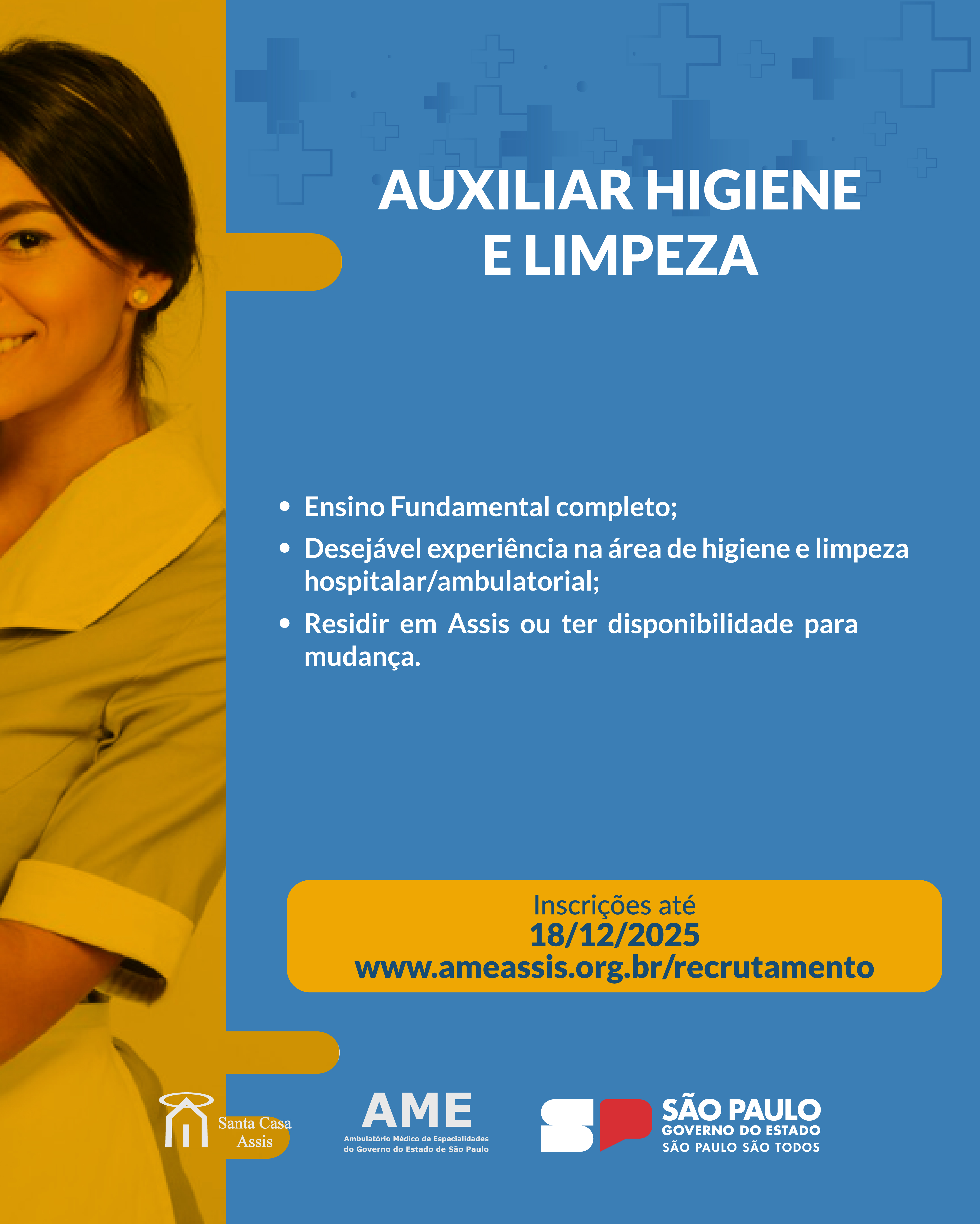 OPORTUNIDADE - AUXILIAR DE HIGIENE E LIMPEZA 
